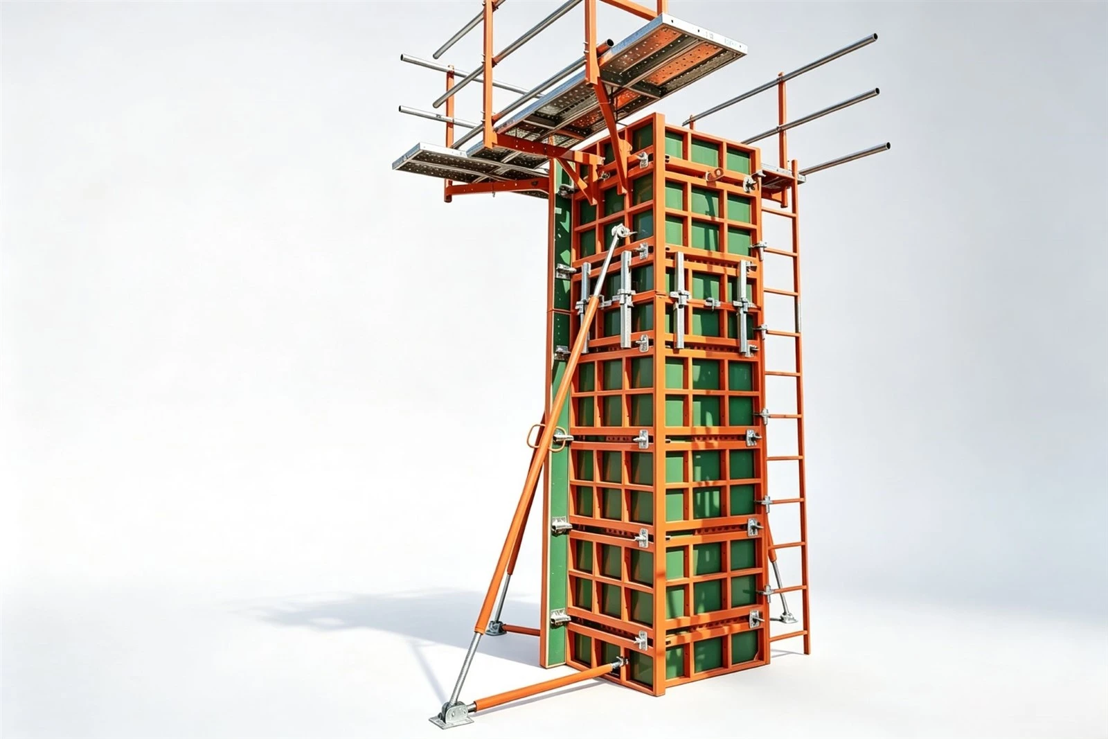 Column steel formwork system with working platform and side bracket Column steel formwork system with working platform and side bracket